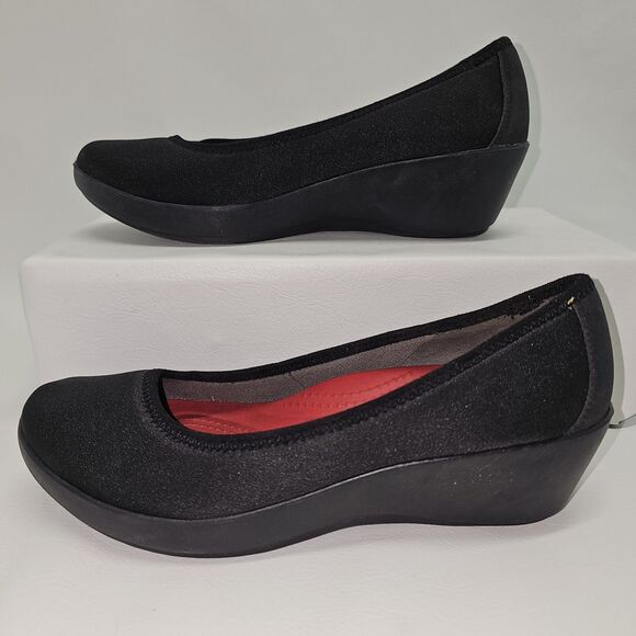 Crocs Busy Day Ballet Wedge Black W8 | Dual Comfort | Red Insole | Used - Picture 6 of 10